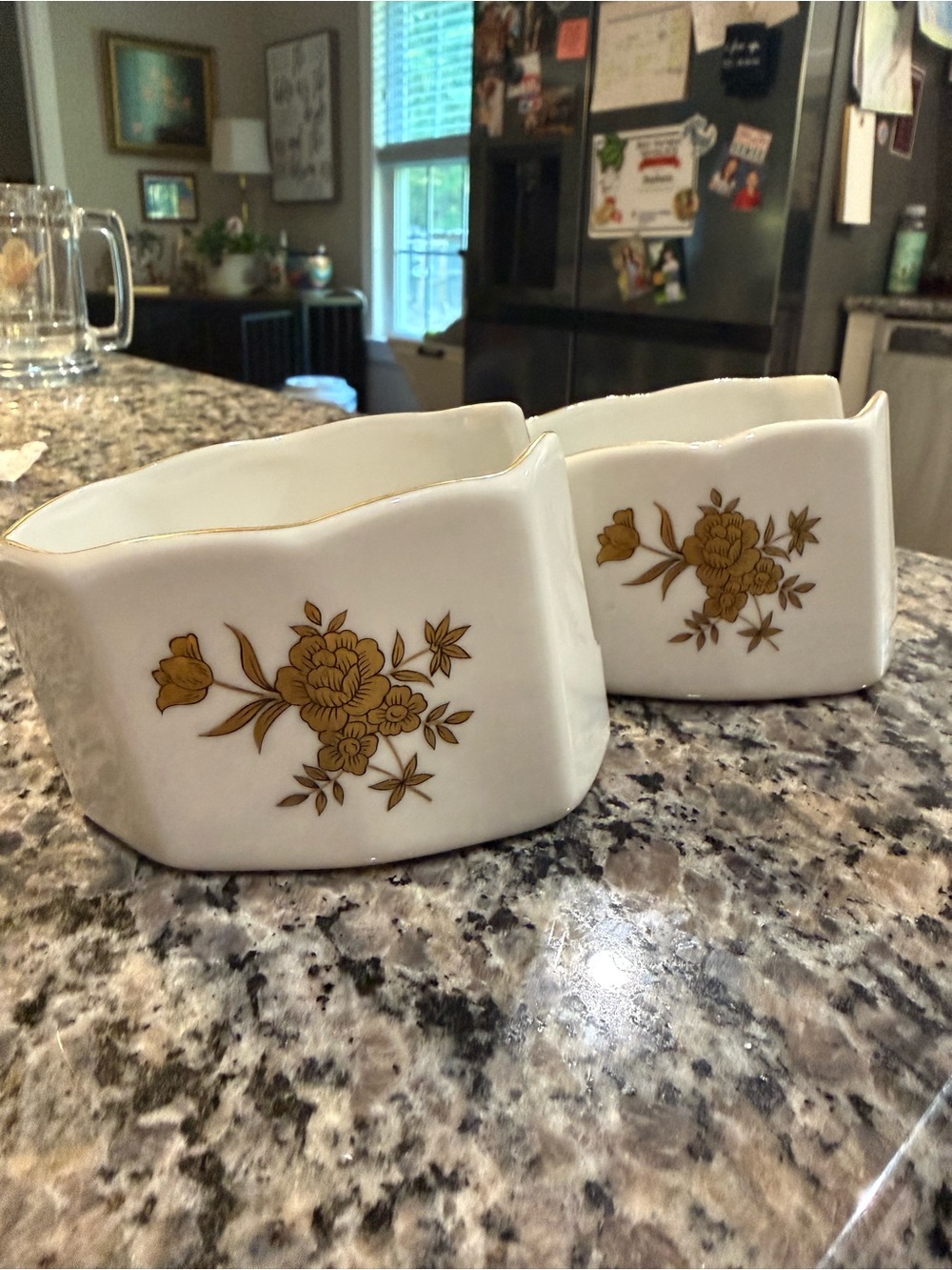 Vintage White Porcelain Floral Spoon Holder Dishes